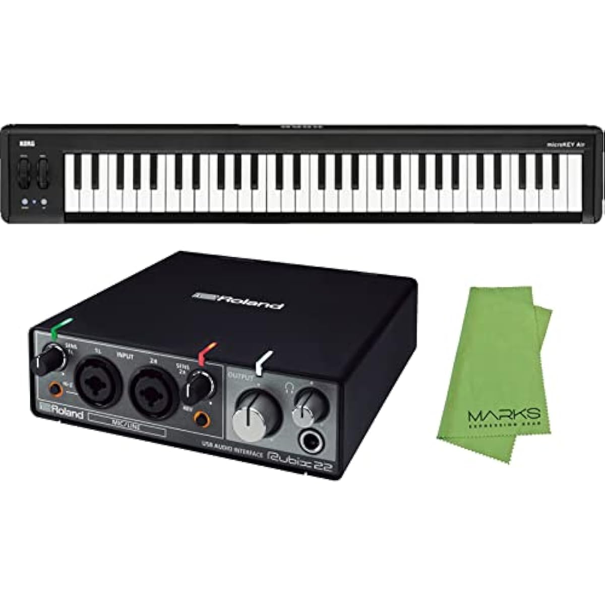 Roland Audio Interface Rubix22 + KORG Wireless USB/MIDI Keyboard microKEY2-61AIR Set