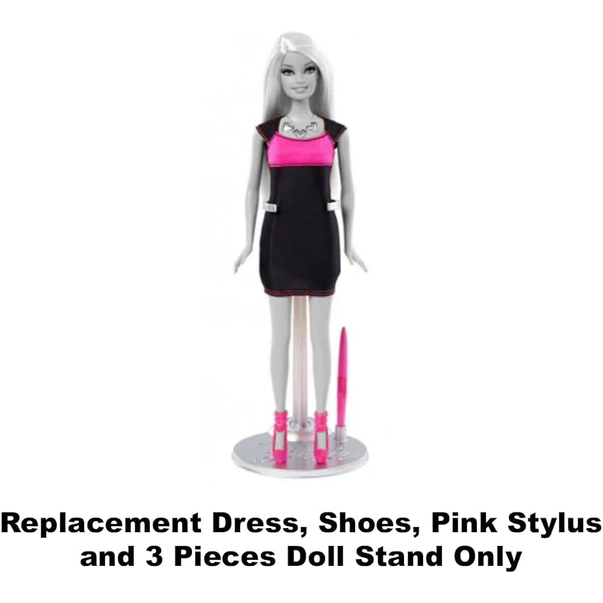 Replacement Parts for Barbie Digital Dress Doll - Y8178 ~ Replacement Parts ~ Includes Dress, Shoes, Pink Stylus and 3 Doll Stands