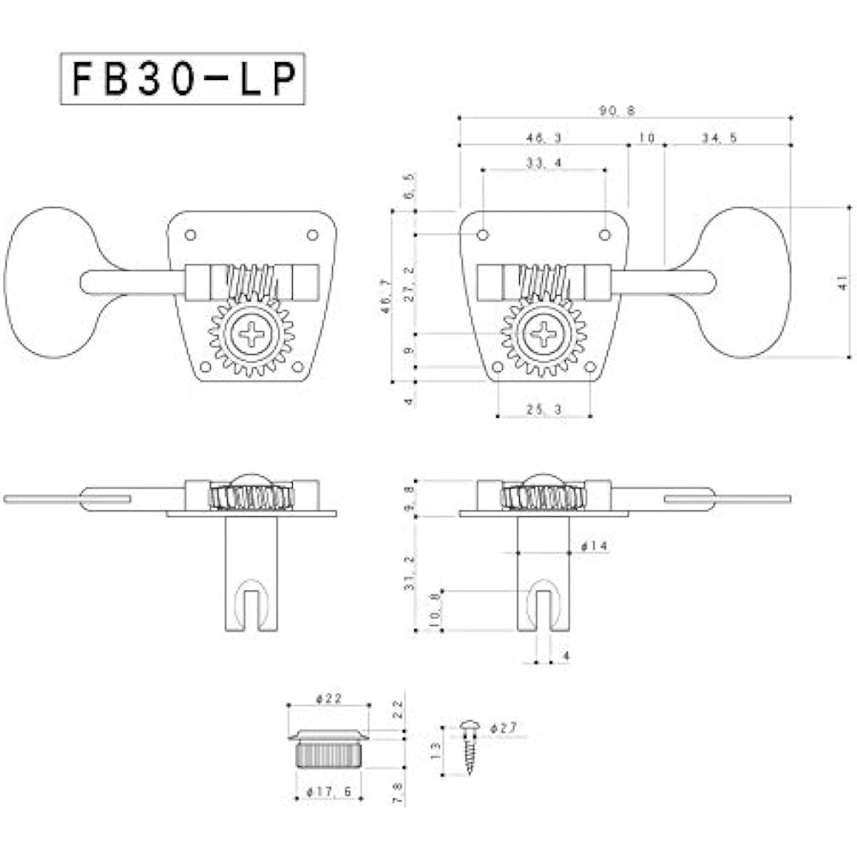 GOTOH Bass Tuner FB30LP/L4 N (Nickel) Paddle Tuner