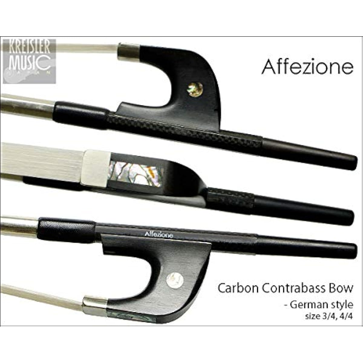 Double Bass Bow German Affezione High Quality Carbon White Copper Specification 3/4 (4/4 Common) Size