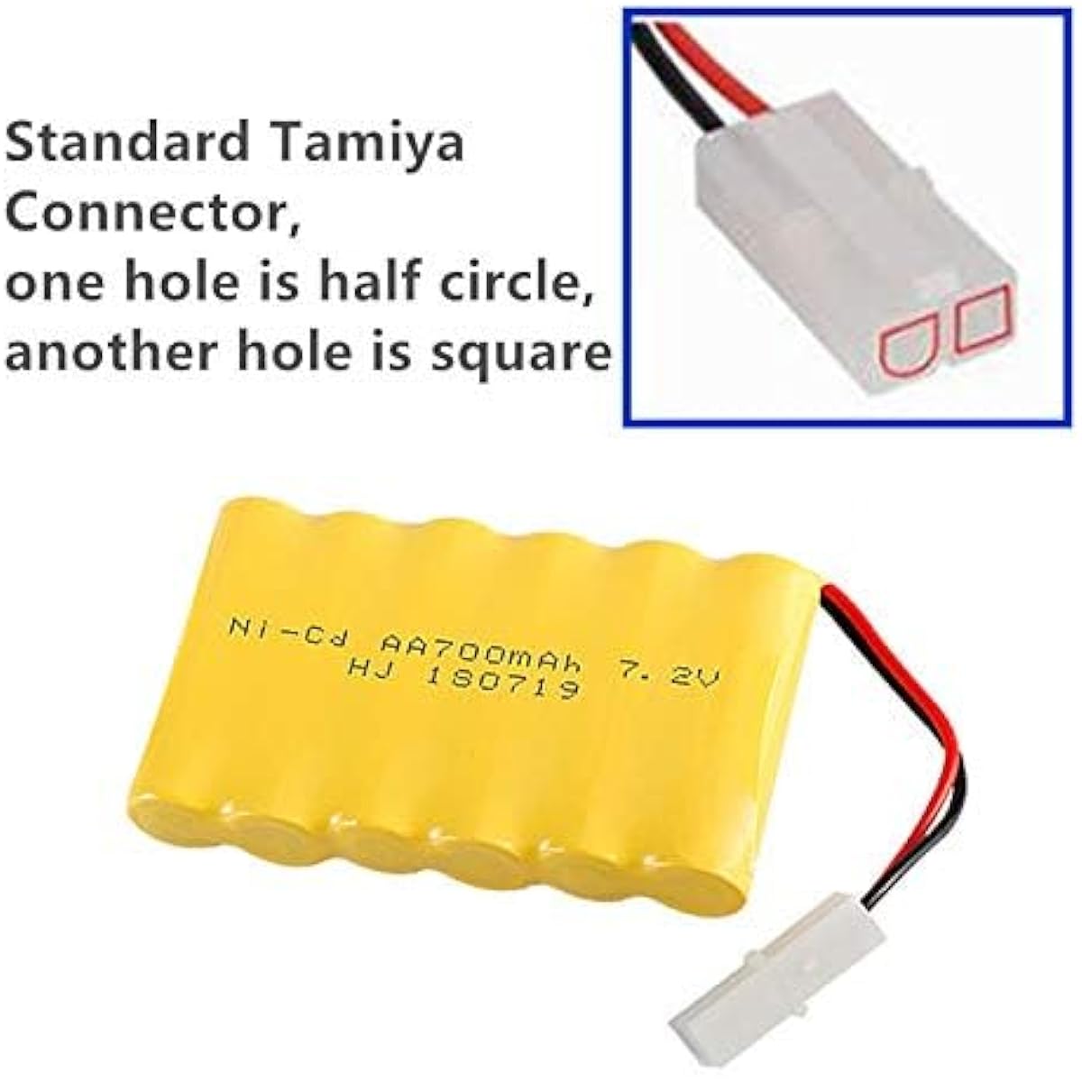7.2V 700mAh Nickel Cadmium AA Battery Pack with Standard Tamiya Plug for RC Cars, RC Trucks, Home Appliances, RC Toys