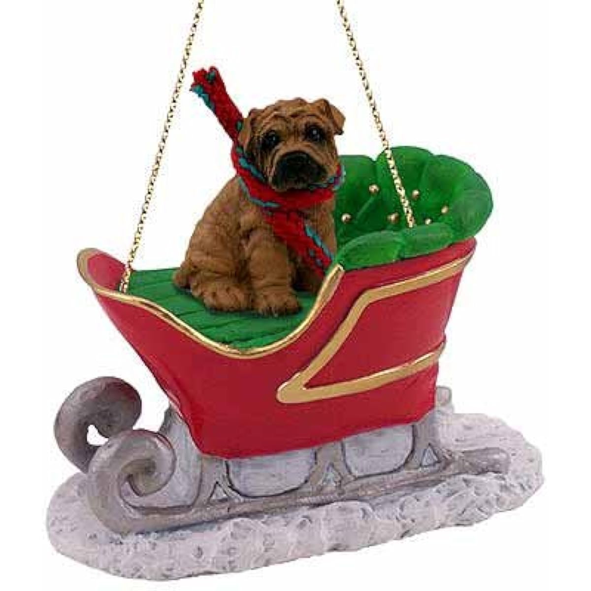Shar Pei Sleigh Ride Christmas Ornament Brown - Delightful!