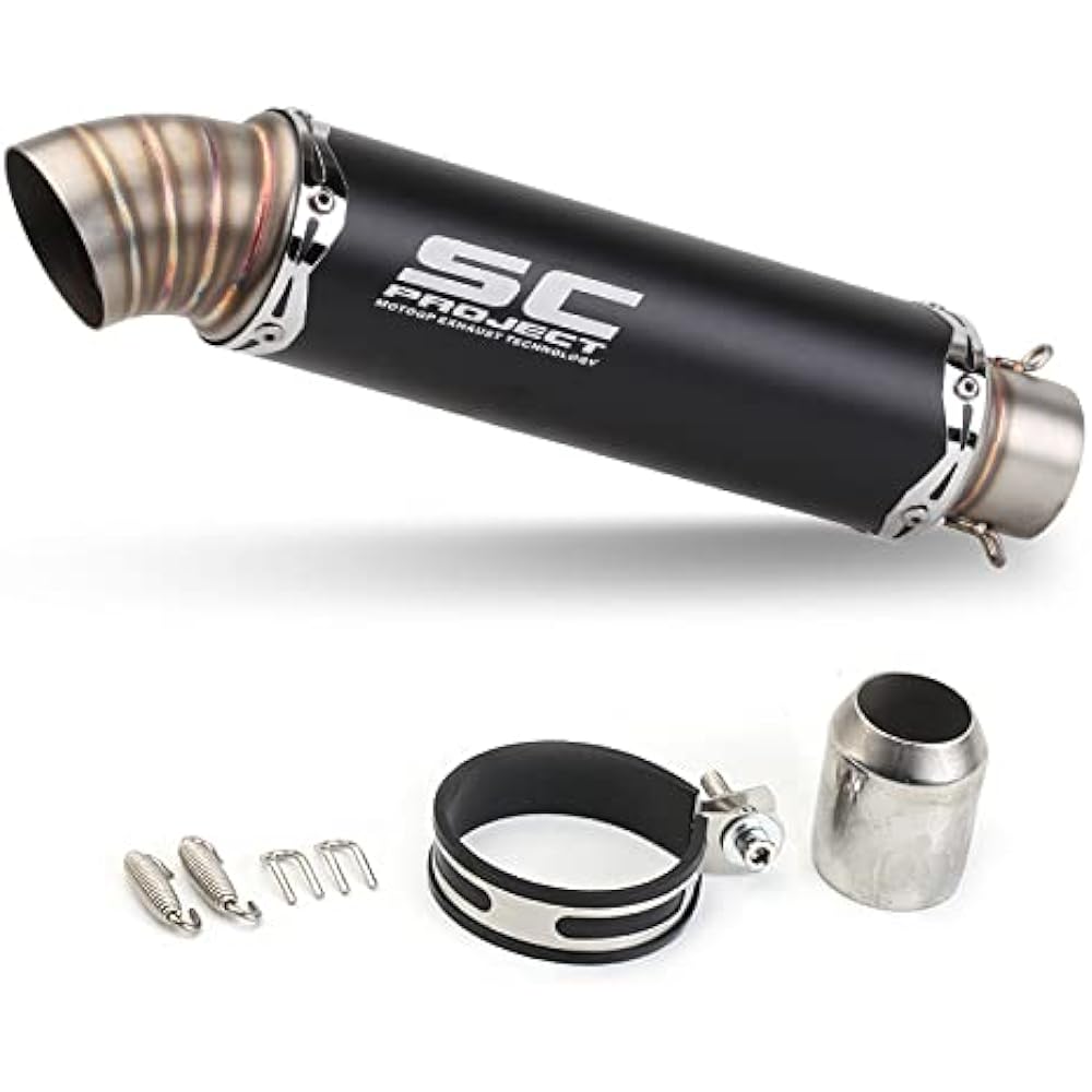 Bike Silencer Slip-on Muffler Bike Muffler Inner Baffle Inlet 50.8mm Universal Length 380mm