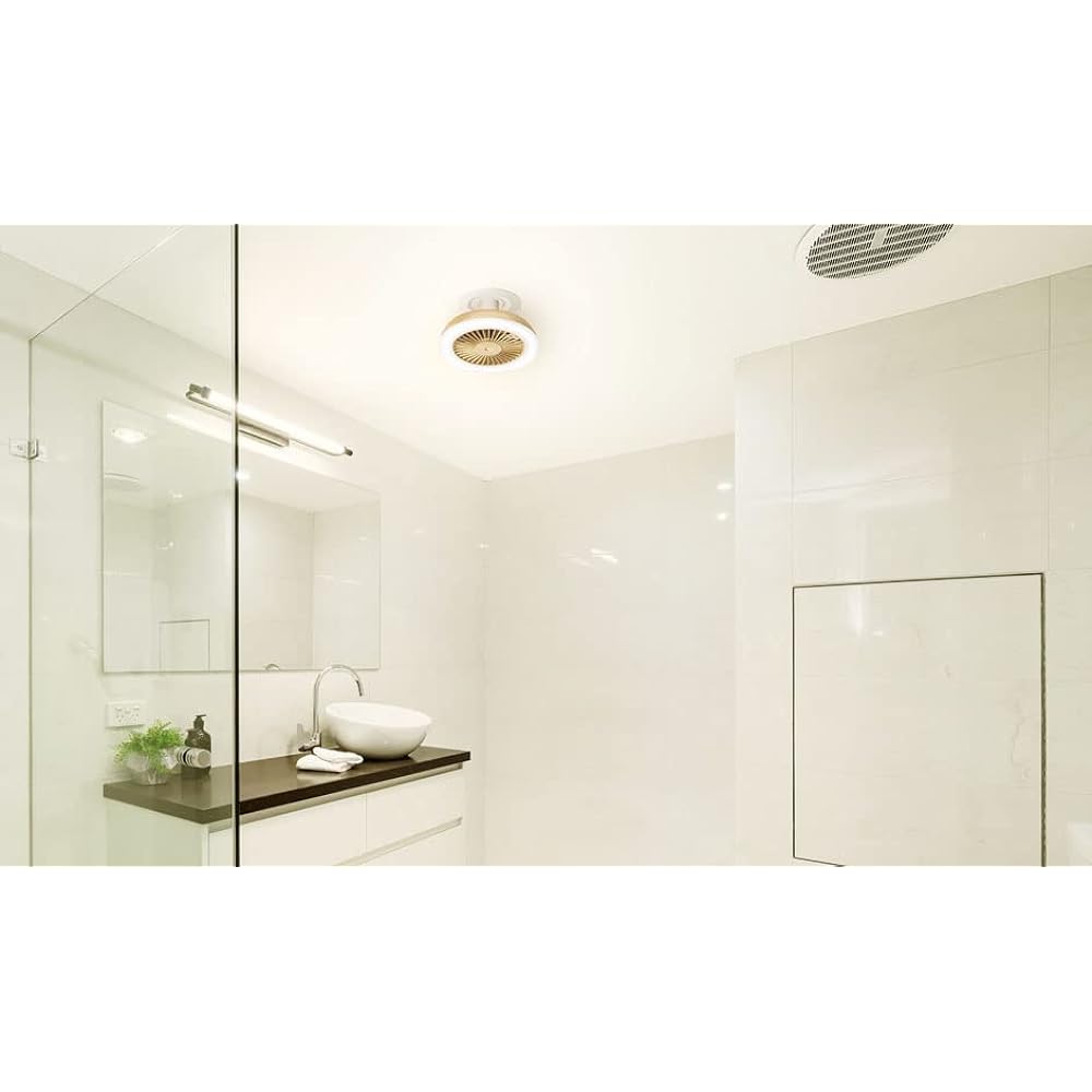 Three-up LED ceiling fan light with motion sensor, color adjustment, and remote control LC-T2130 (Natural wood grain)