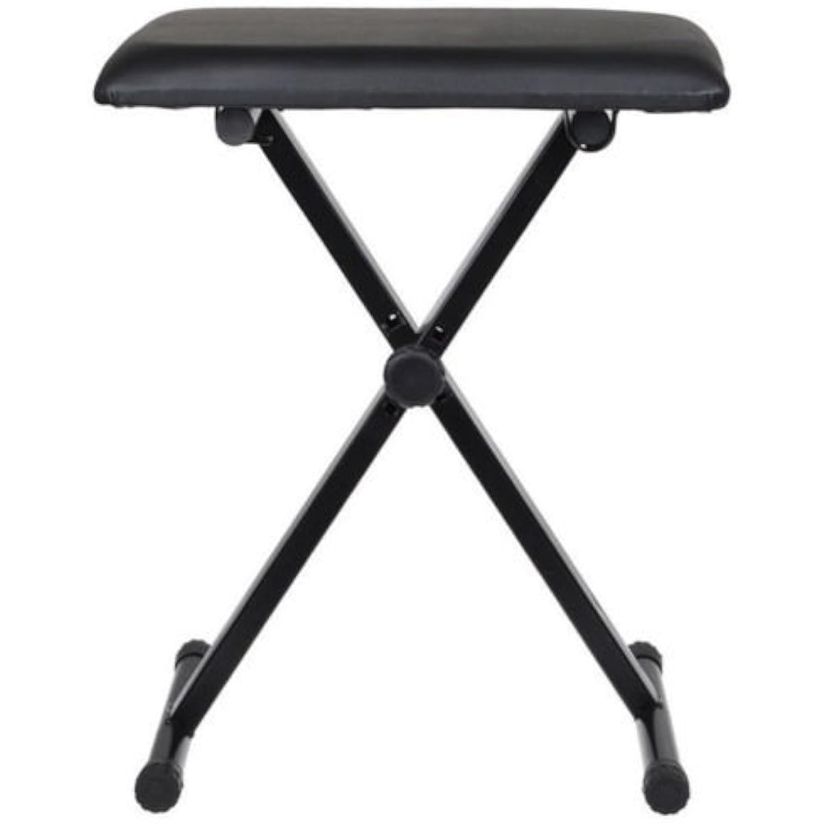 Black Adjustable Piano Keyboard Bench Leather Padded Seat Folding Stool Chair