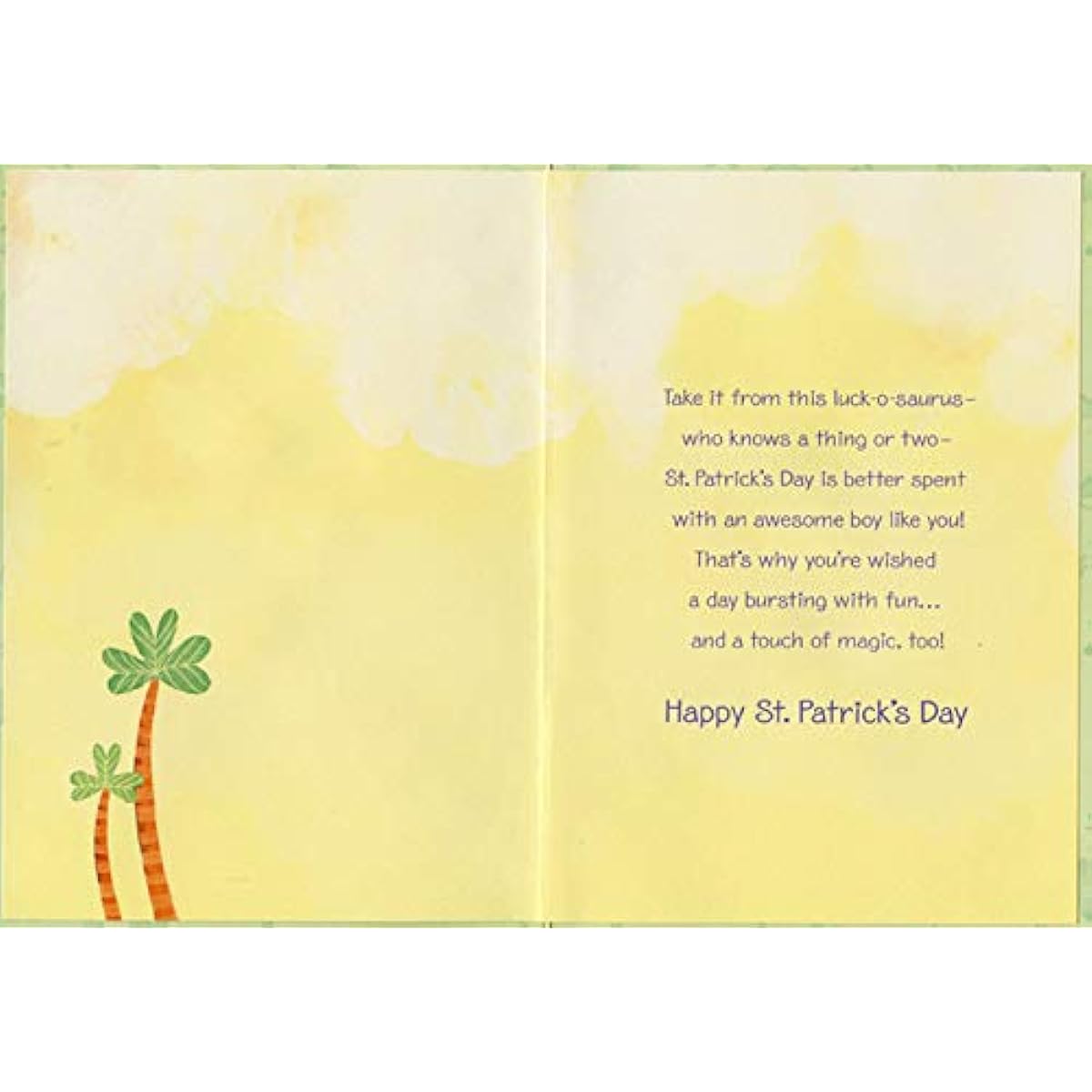 Designer Greetings Roaring Dinosaur Boy's St. Patrick's Day Card for Boys