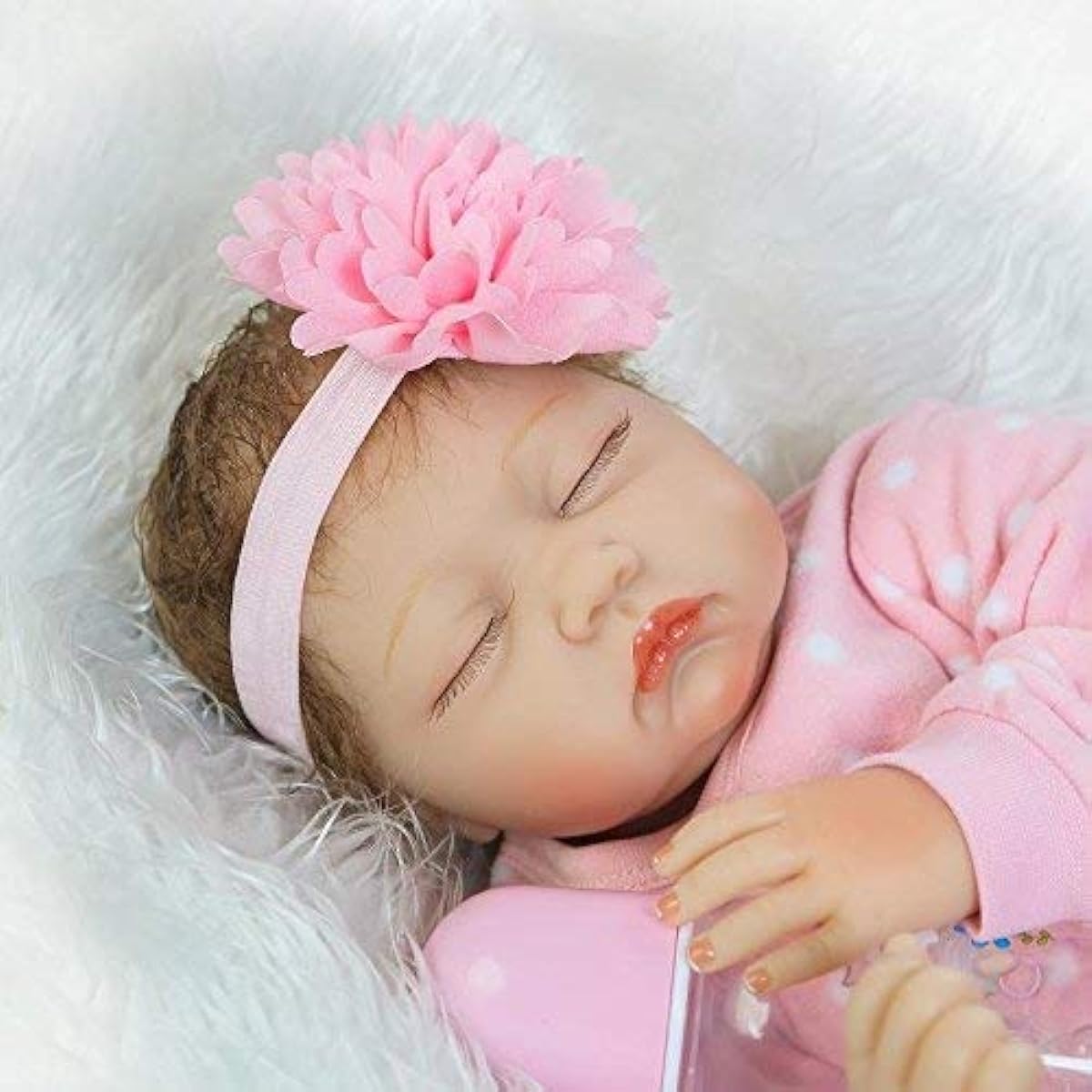 Pinky Realistic 22inch 55cm Soft Doll Vinyl Silicone Handmade Reborn Baby Doll Lifelike Newborn Baby Doll Cute Kids Birthday Christmas Gift