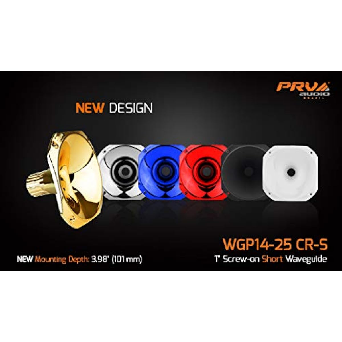 PRV AUDIO WGP14-25 BLUE CR-S - 1" Exit Horn Threaded Waveguide - Blue Chrome Short ABS Waveguide - 45° x 45° Nominal Coverage - Slim Profile Wave Tube (Single)