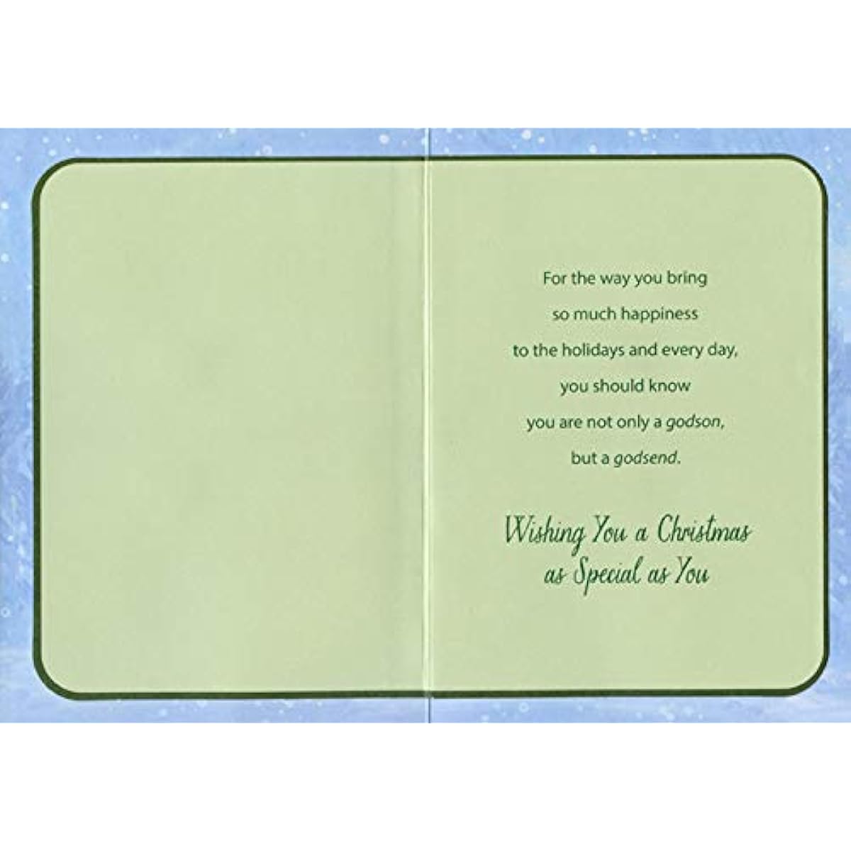 Designer Greetings Deer Tall Evergreen and Shining Star Blue Godson Christmas Card