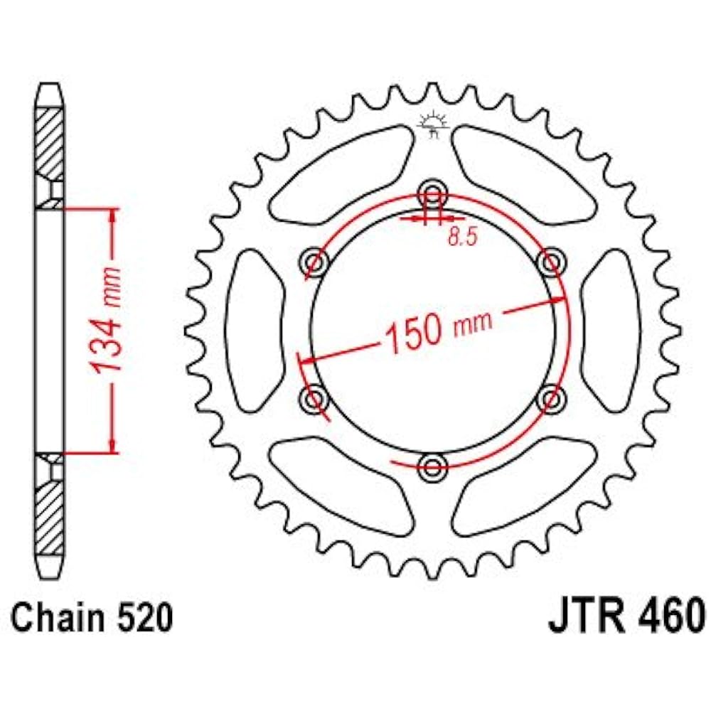 JT Sprockets Black Sprocket Rear 46T ■KLX250 D Tracker/X KDX200/KDX220/KDX250 Super Sherpa KX125 KX250 KX250F JTR460 (46T)
