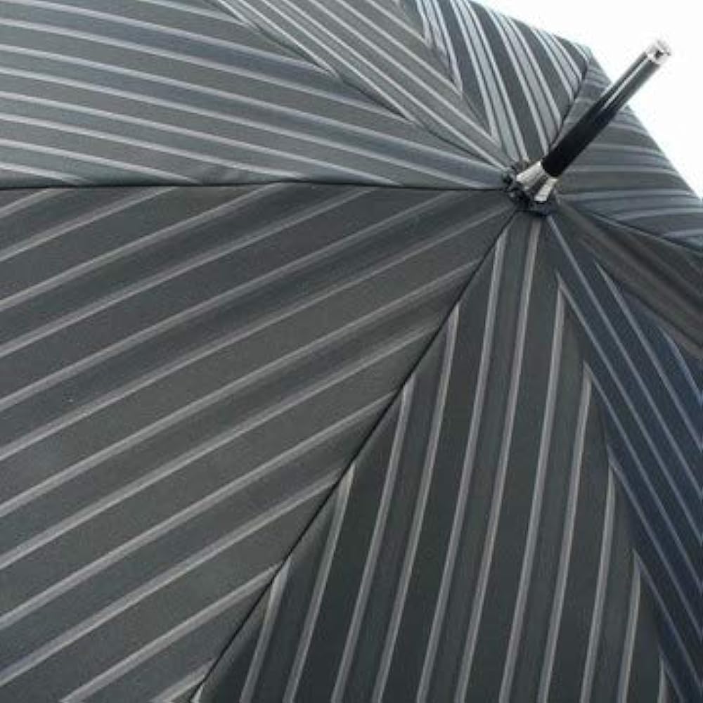 Makita Shoten Umbrella Men's Long Umbrella Tie Front Stripe x Back Plain Black Luxury Koshu Ori Rib 65cm Jump Made in Japan