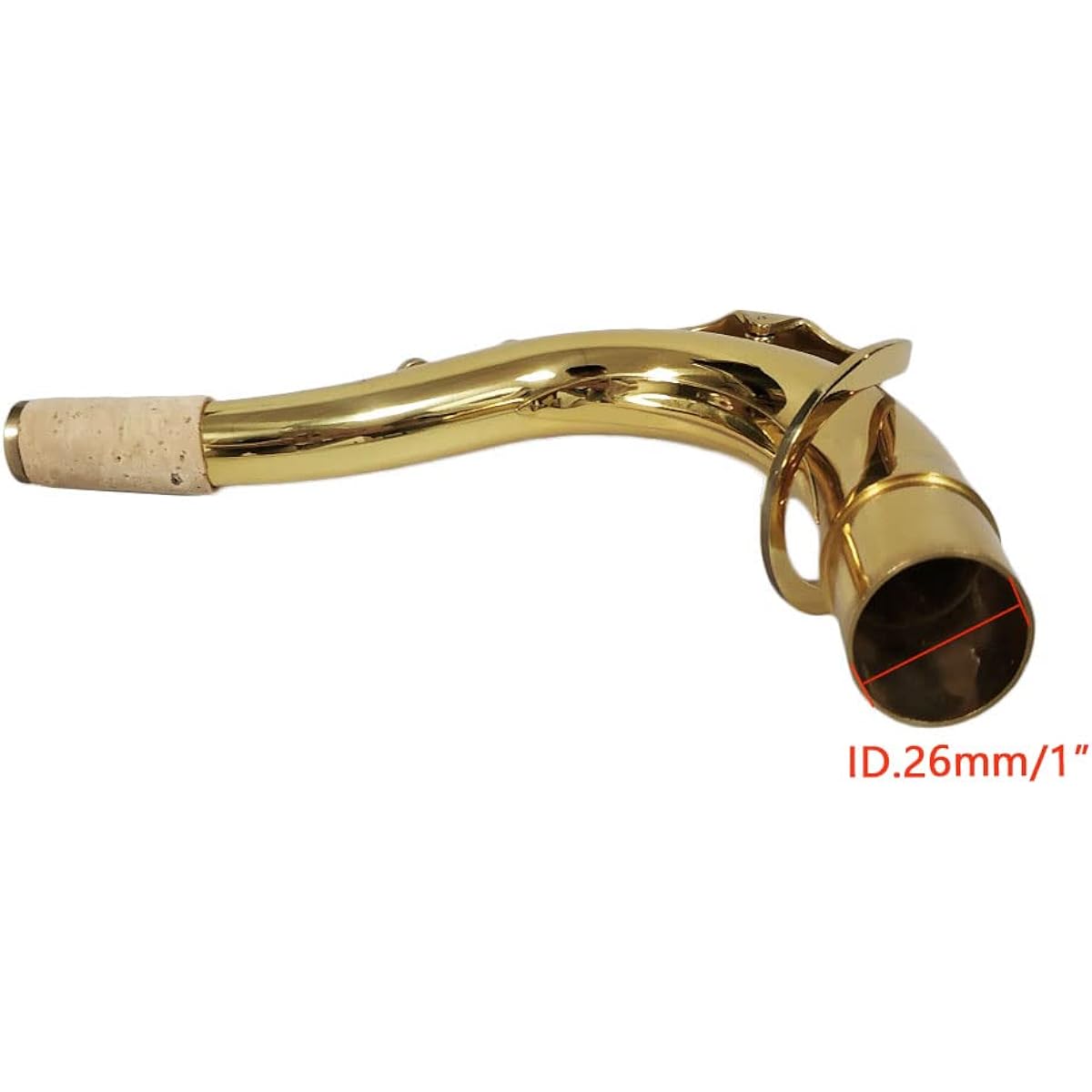 TUOREN Brass Saxophone Bend Neck Instrument Assembly for Tenor Saxophone, Port Diameter 27.5mm, Gold