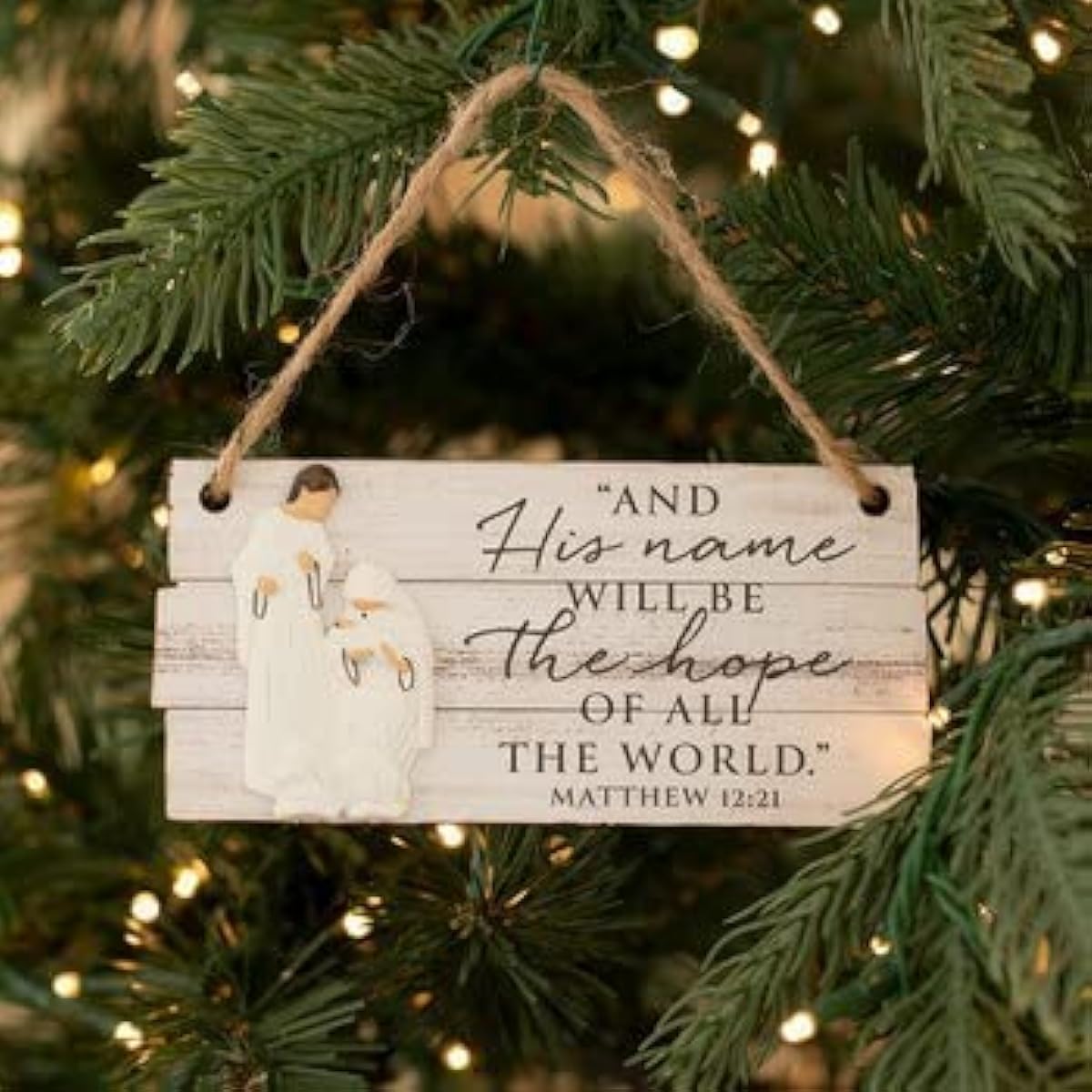 Nativity Christmas Tree Ornament Matthew 12:21 Christmas Religious Hanging Nativity Scene