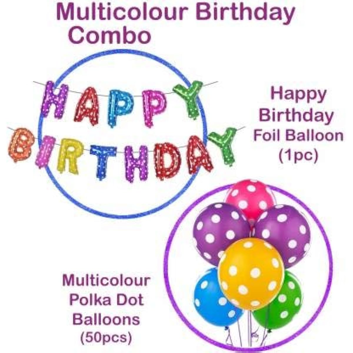 TOYXE Happy Birthday Letter Polka Dot Balloons, Set of 63