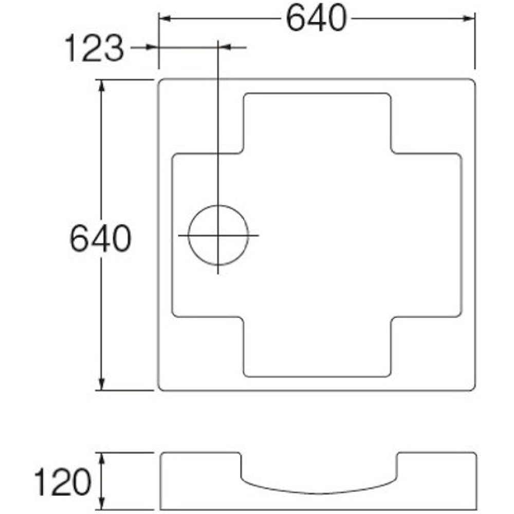 SANEI Washing Machine Pan Raised Specification External Dimensions 640mm x 640mm H5412-640