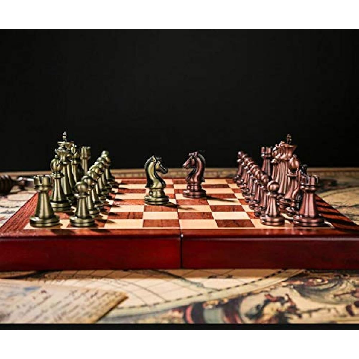 Agirlgle International Chess Set with folding wooden chess board and Classic Handmade Standard pieces