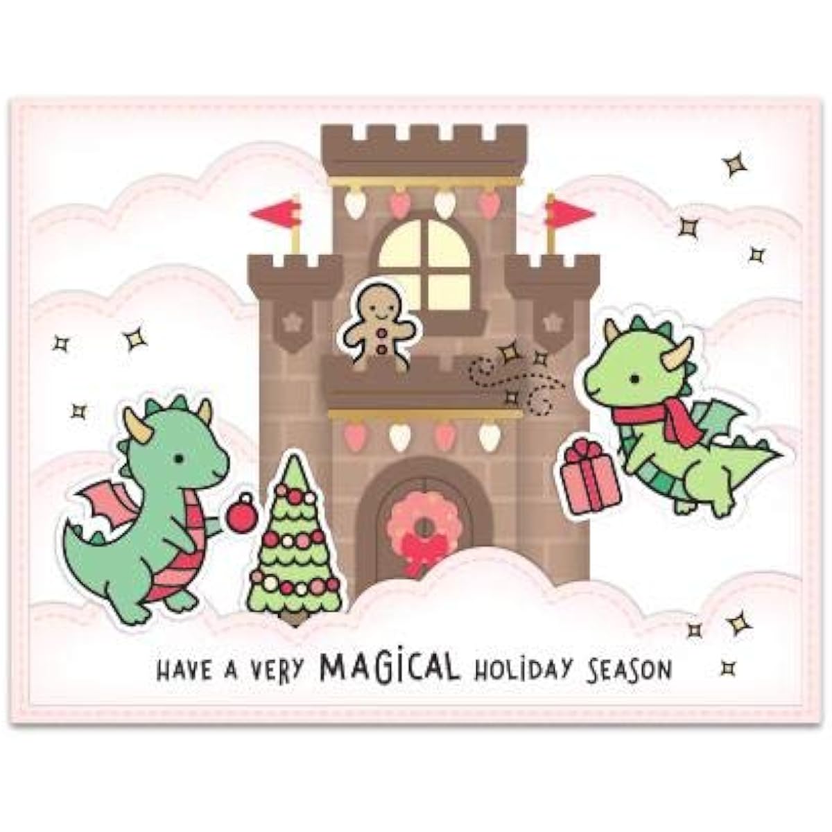 Lawn Fawn Winter Dragon 2x3 Clear Stamp Set Coordinating Die Set (LF2525 LF2526) 2 Piece Set