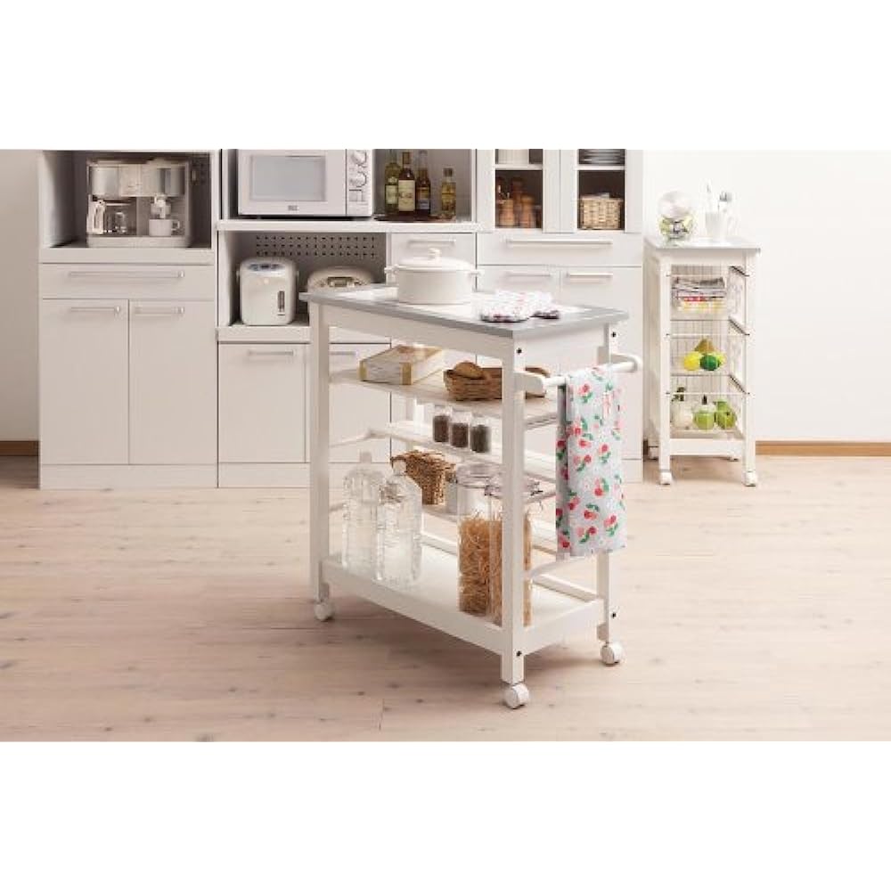 SHIRAI Sherina Kitchen Wagon (with 4 moving shelves) Width 62cm Silver SHL-560WSV