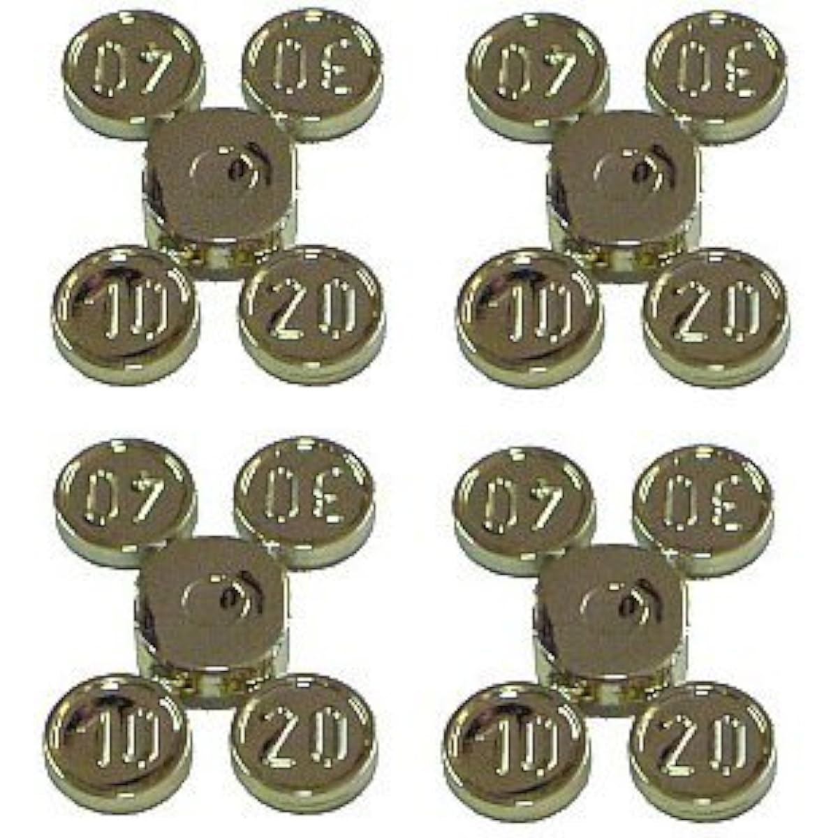 Lego Pirates Western Chrome Gold Minifig, Utensil Coins Complete Set Type 1 on Sprue (10, 20, 30, 40) x4 Loose Sprues