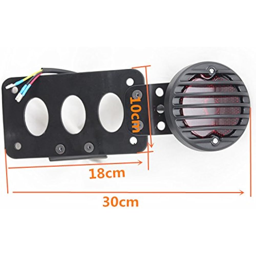 E-Bro Black Side Mount Vertical/Horizontal License Plate Holder Tail Light for Motorcycle