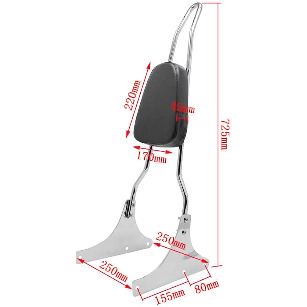 Motaux Passenger Sissy Bar Backrest Harley Heritage Softail FLSTC/Springer FLSTS/Fatboy EFI FLSTF, Chrome