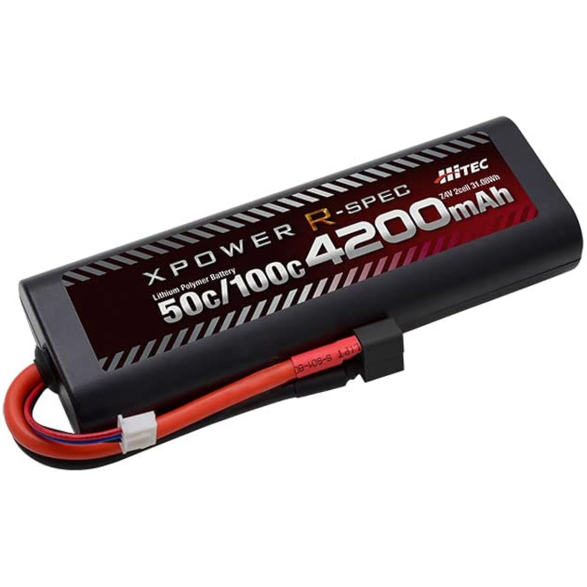 Hitec Multiplex Japan Li-Po 7.4V XPR4200-RD-B PSE Acquired R-SPEC LiPo Battery Radio Control T-Shaped Deans Round Electric RC Buggy Rally Race