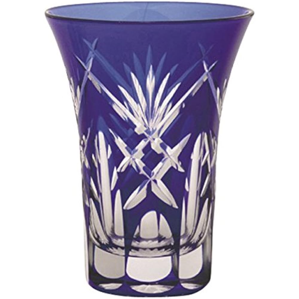Edo Kiriko Morning Glory Glass Pair Quartered Sword Yarai KY-7-8