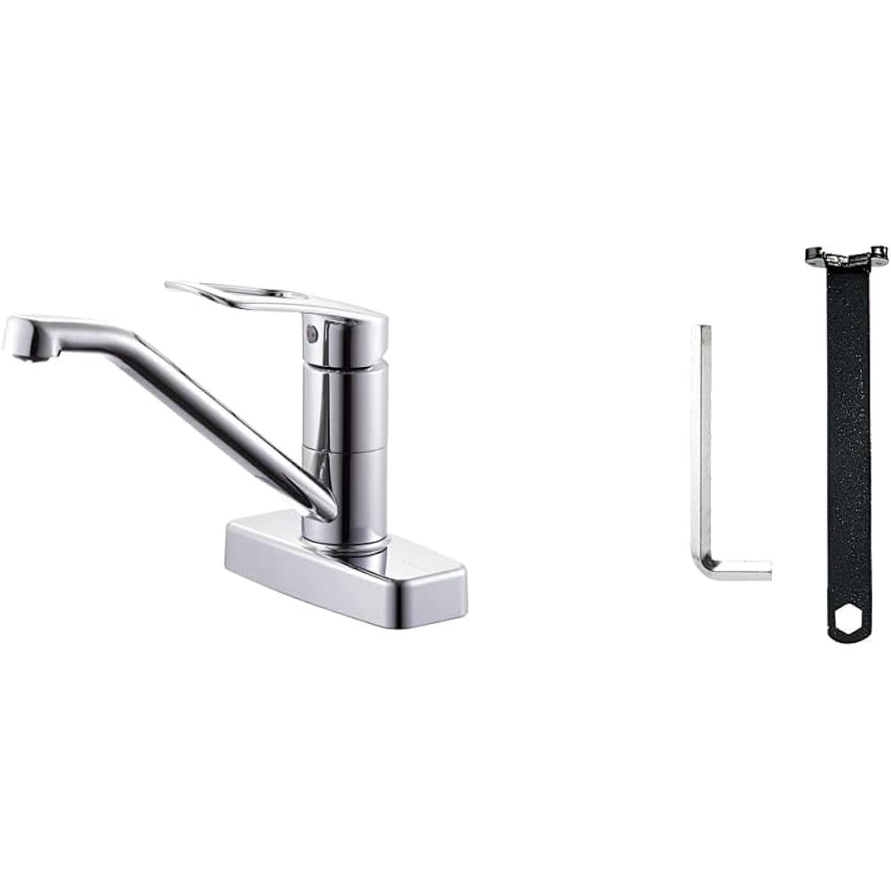 SANEI Single Mixer Faucet for Mini Kitchen, Water Saving Faucet, Eco Faucet, Foaming, Water Splash Prevention, Installation Pitch 102mm K77CEV-13