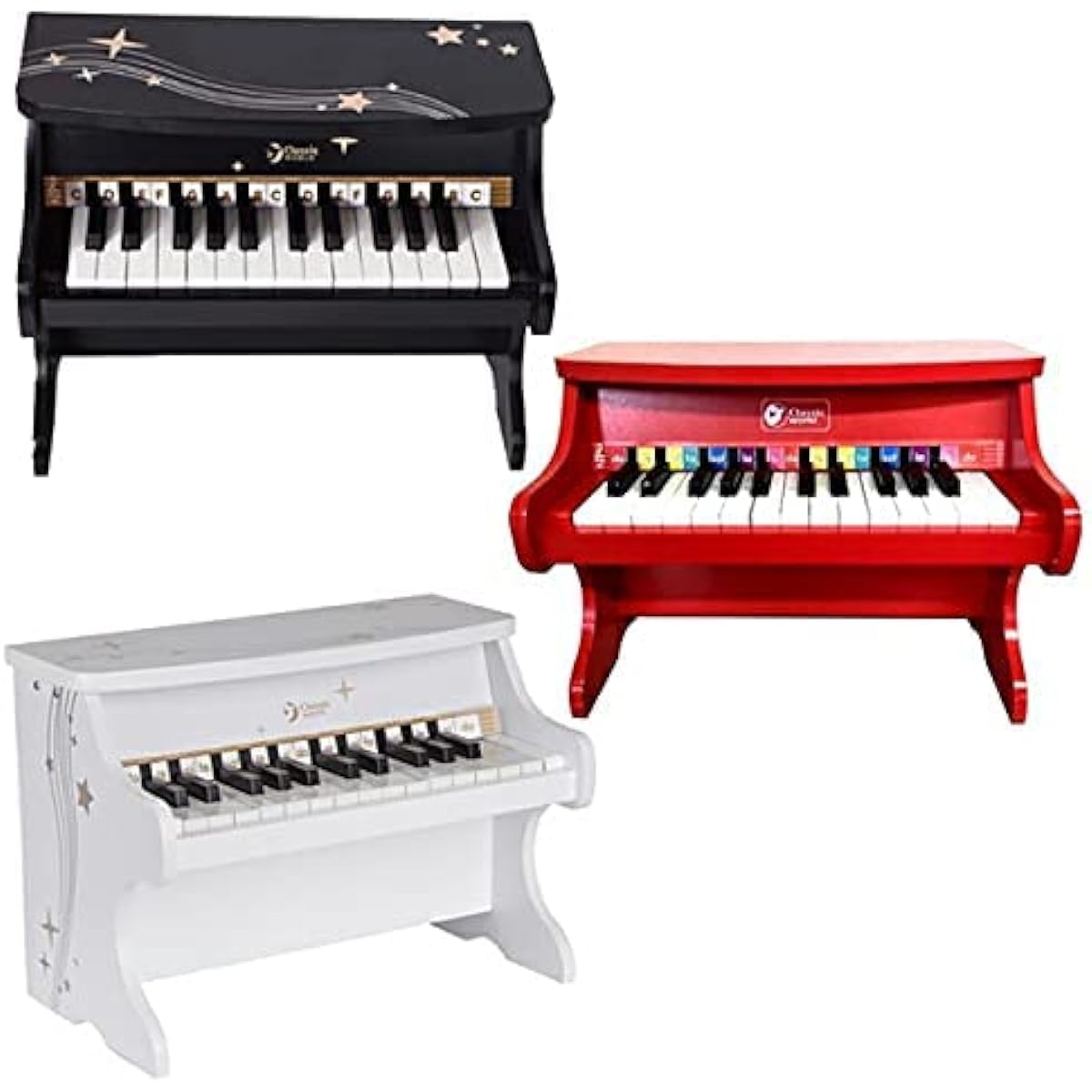 Classic World STAR PIANO Upright Mini Piano 25 Keys Handcrafted (20y11m) One Size Red (40532)