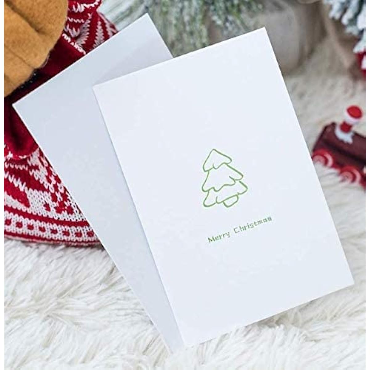 Merry Christmas Cards with Envelopes, Pack of 16, Small Size 3.3 x 5 Inch, Cute White Sparkly Colorful Merry Christmas Christmas Winter Holiday Style Festival Greeting Cards, Pack of 16, 2 x 8 Inch, Shiny Bronze