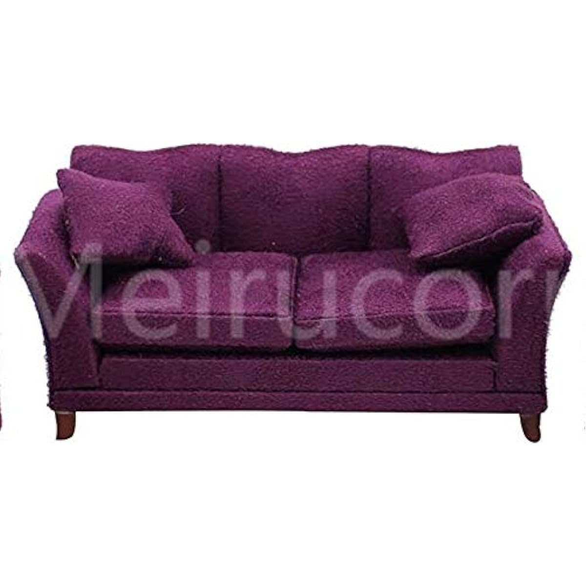 Meirucorp Dollhouse 1/12 Scale Miniature Furniture Drawing Room Purple Fabric Sofa