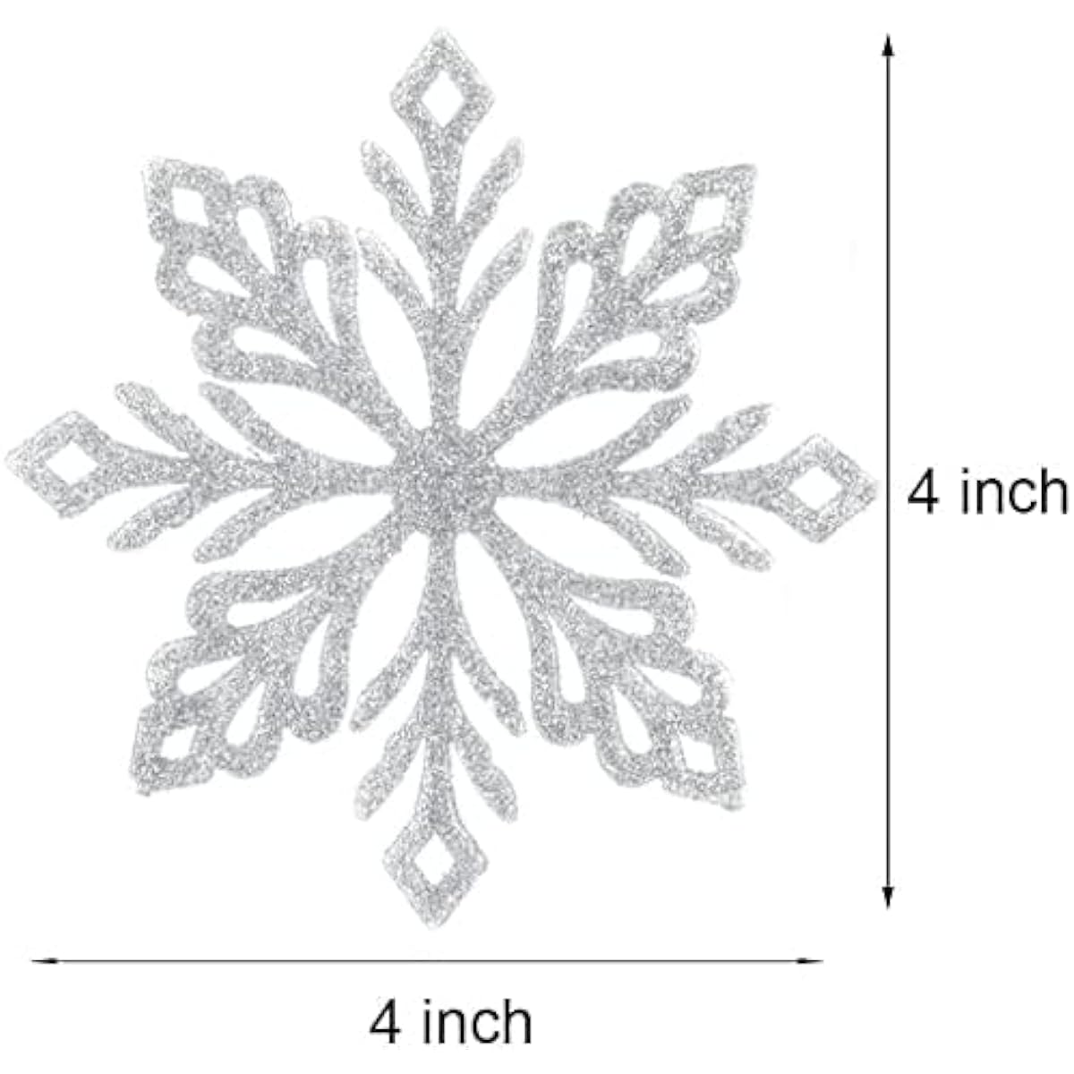 Snowflake Ornaments Plastic Glitter Snowflake Ornaments Winter Christmas Tree Decorations Craft Snowflakes (Silver) 24pcs