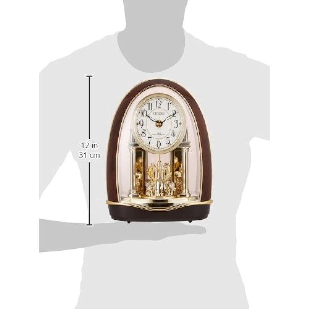 RHYTHM Citizen Table Clock Radio Clock Analog Every Hour Melody 12 Songs Brown CITIZEN Pal Dream R414 4RN414-023