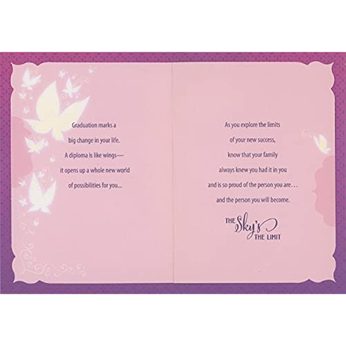 Designer Greetings Upside Down Purple Graduation Cap: 3D Butterflies and Sequins Hand Decorated Graduation Gift Congratulations Card for Granddaughter