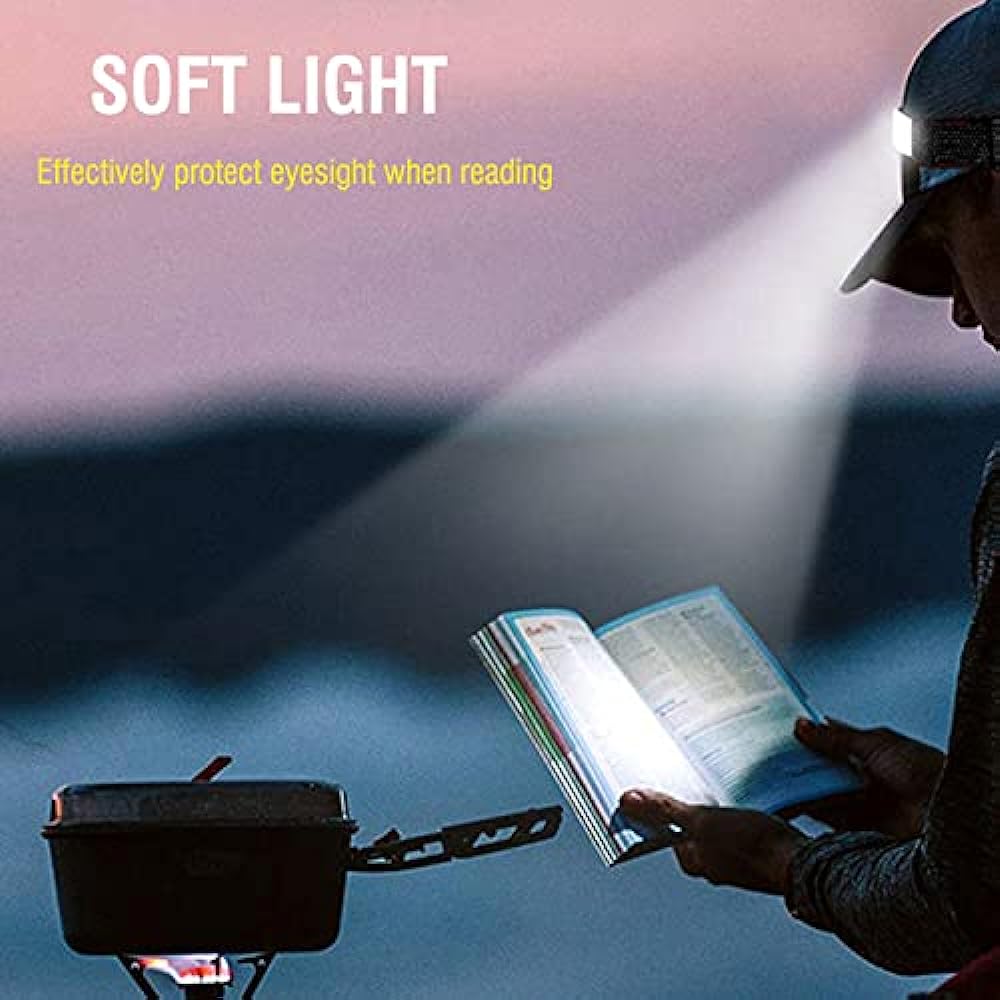 LED Headlamp, 2000 Lumens Rechargeable COB Headlight 220° Wide Angle Lightweight Headlamp, 3 Modes, Built-in Battery, Flash Mode, Waterproof Head Torch for Camping Hiking Outdoor Auto Repair, Emergency, Daily Use