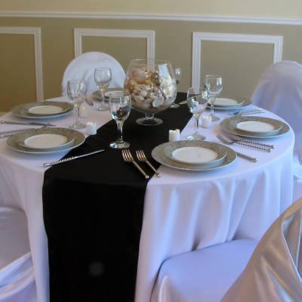 Grace Florist 10 Pack Wedding 12"x108" Satin Table Runner Wedding Party Banquet Decoration Black