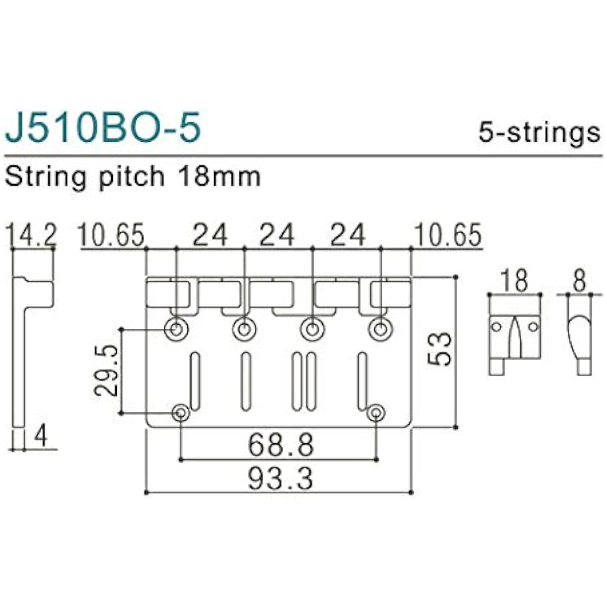 GOTOH Bass Bridge J510BO-5 Chrome
