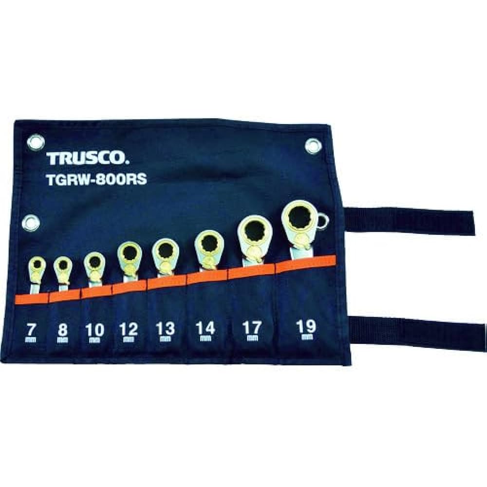 TRUSCO Switchable Ratchet Combination Wrench Set (Short Type) 8 Pieces TGRW-800RS