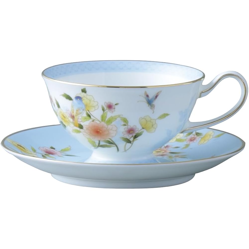 NARUMI Cup Saucer Set Ramage 200cc Blue Floral Pair Tea Coffee Cup & Saucer Cute Stylish Present Gift Box Included 52468-23078