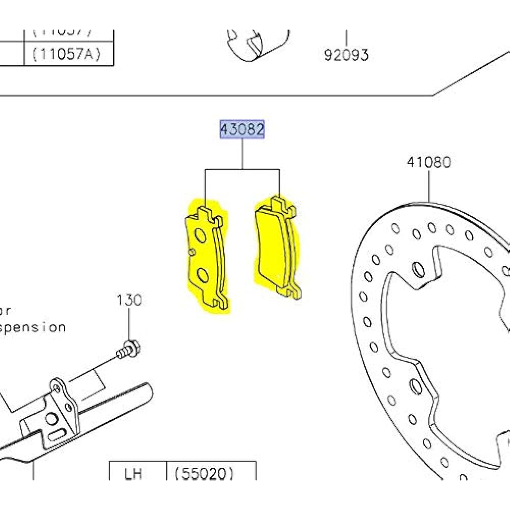 2020-2021 Genuine OE Kawasaki Teryx KRX 1000 Replacement Rear Brake Pads 43082-0197