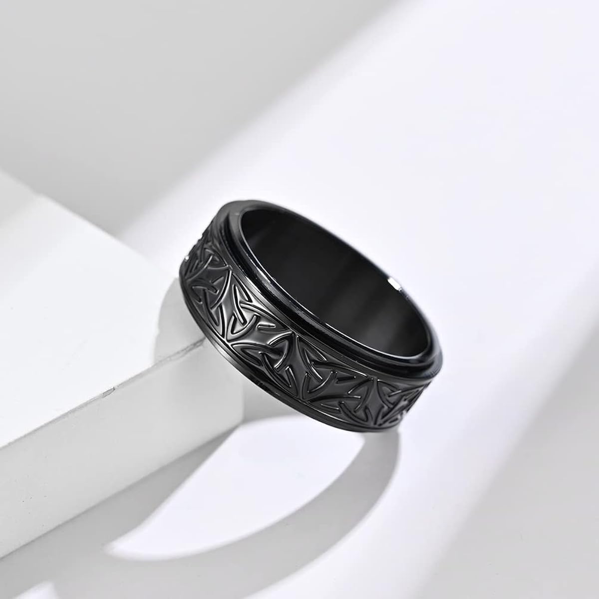 Palotay Fidget Ring for Anxiety, Men's Titanium Steel Spinner Celtic Knot Ring, Anxiety Relief Ring, Eternity Band Ring for Wedding Gift Jewelry