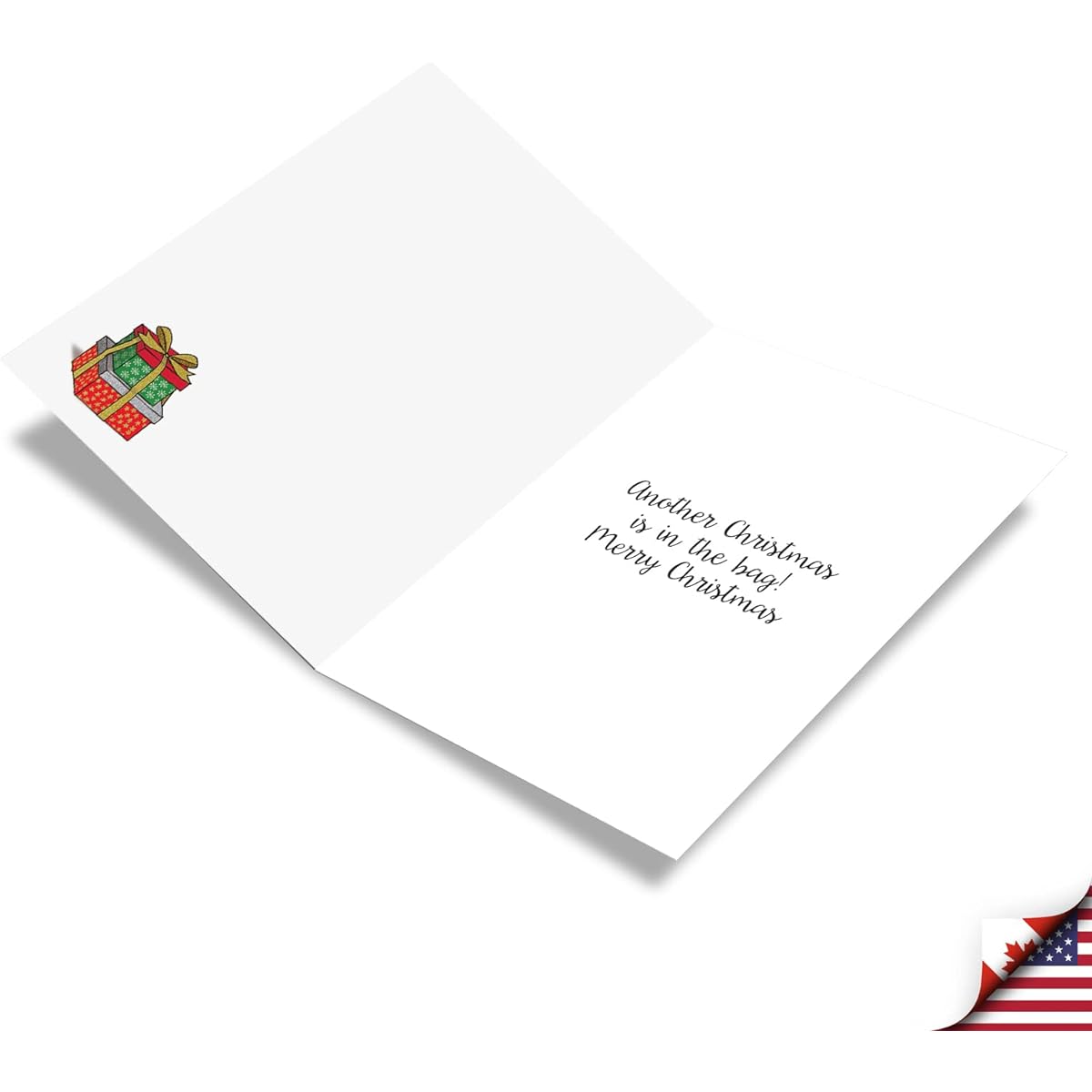 The Best Card Company Punny Holidays - Merry Christmas Greeting Card with Envelope (4.63 x 6.75 Inches) - Punny Beribboned Pile of Gifts C7122GXSG