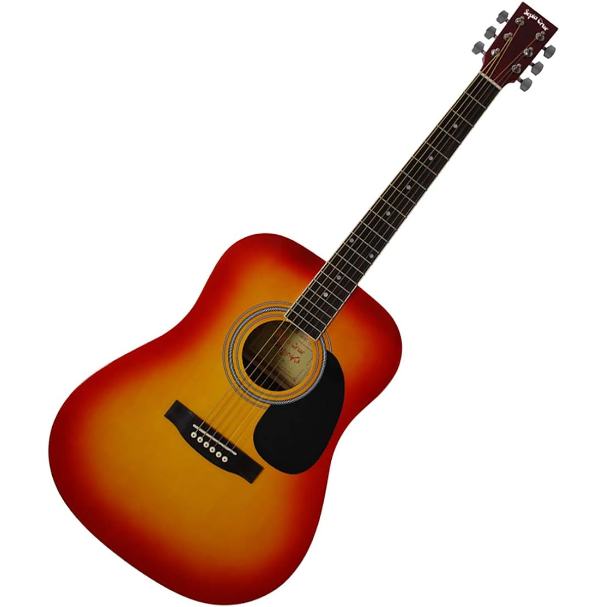 Sepia Crue WG-10 Cherry Sunburst Acoustic Guitar Beginner 12-Piece Set Dreadnought Sepia Crue
