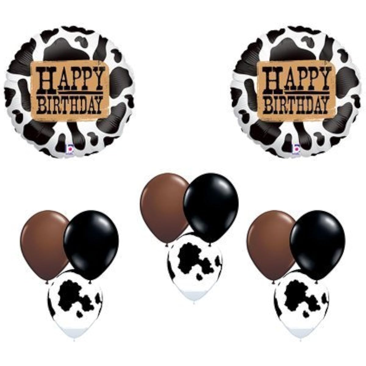 Holstein Cow Happy Birthday Western Farm Country Balloon Party Set Mylar Latex