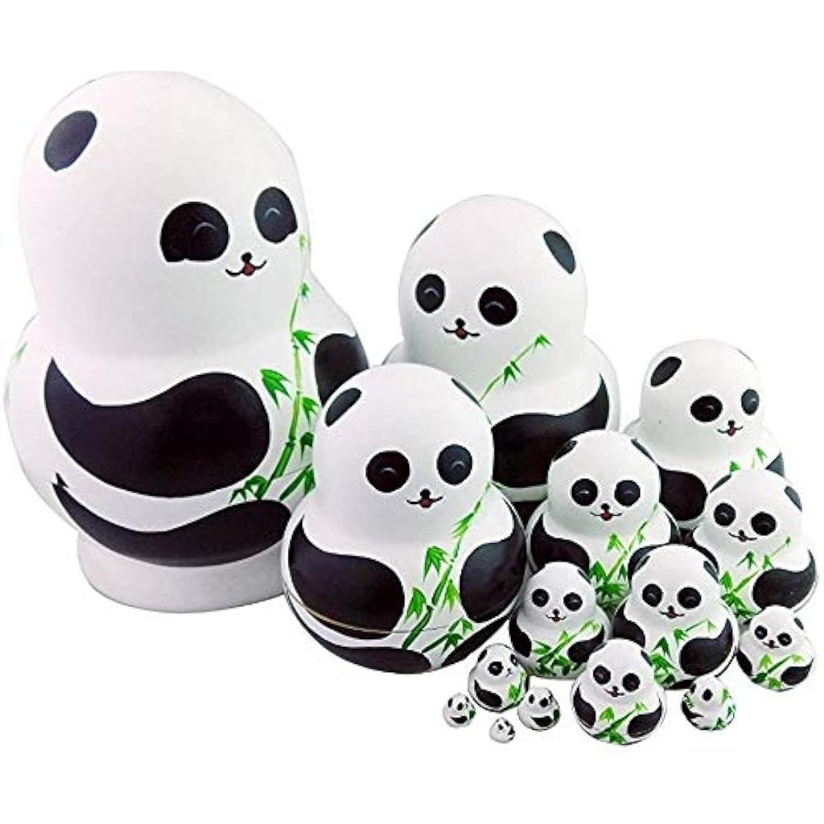 Cute Panda Matryoshka Doll Matryoshka Handmade Hand Painted Wooden Product Set of 15 Birthday Gift Gift Children's Toy Ornament Figurine Limited Time Offer