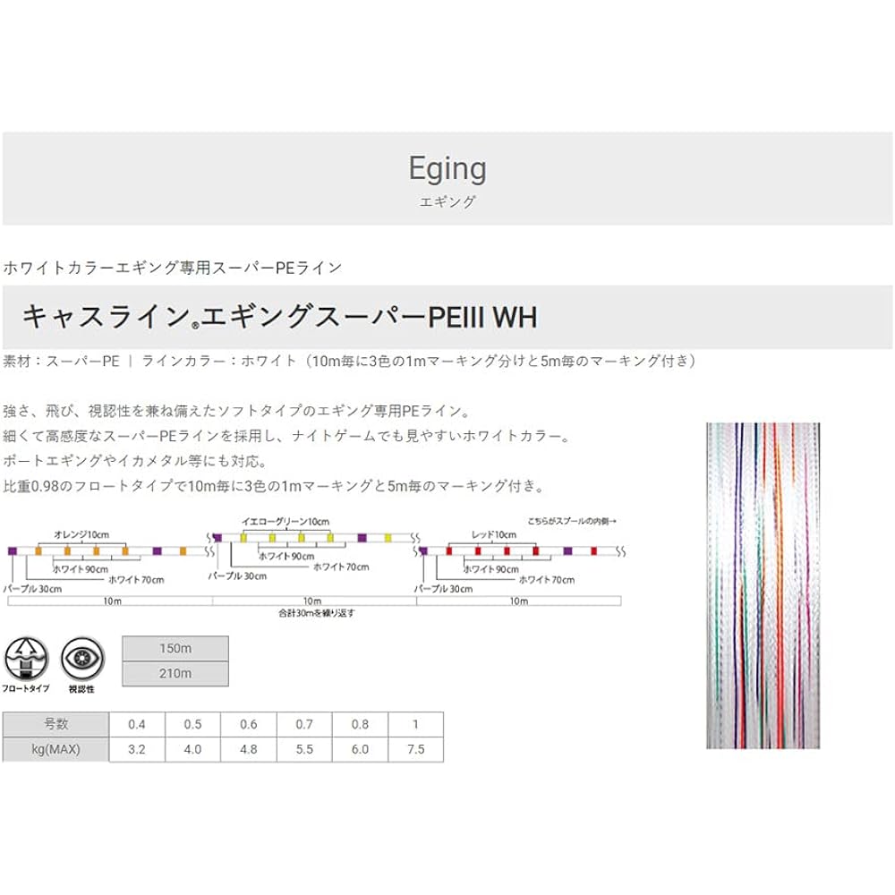 UNITIKA PE Line Cast Line Egging Super PEIII WH 210m White