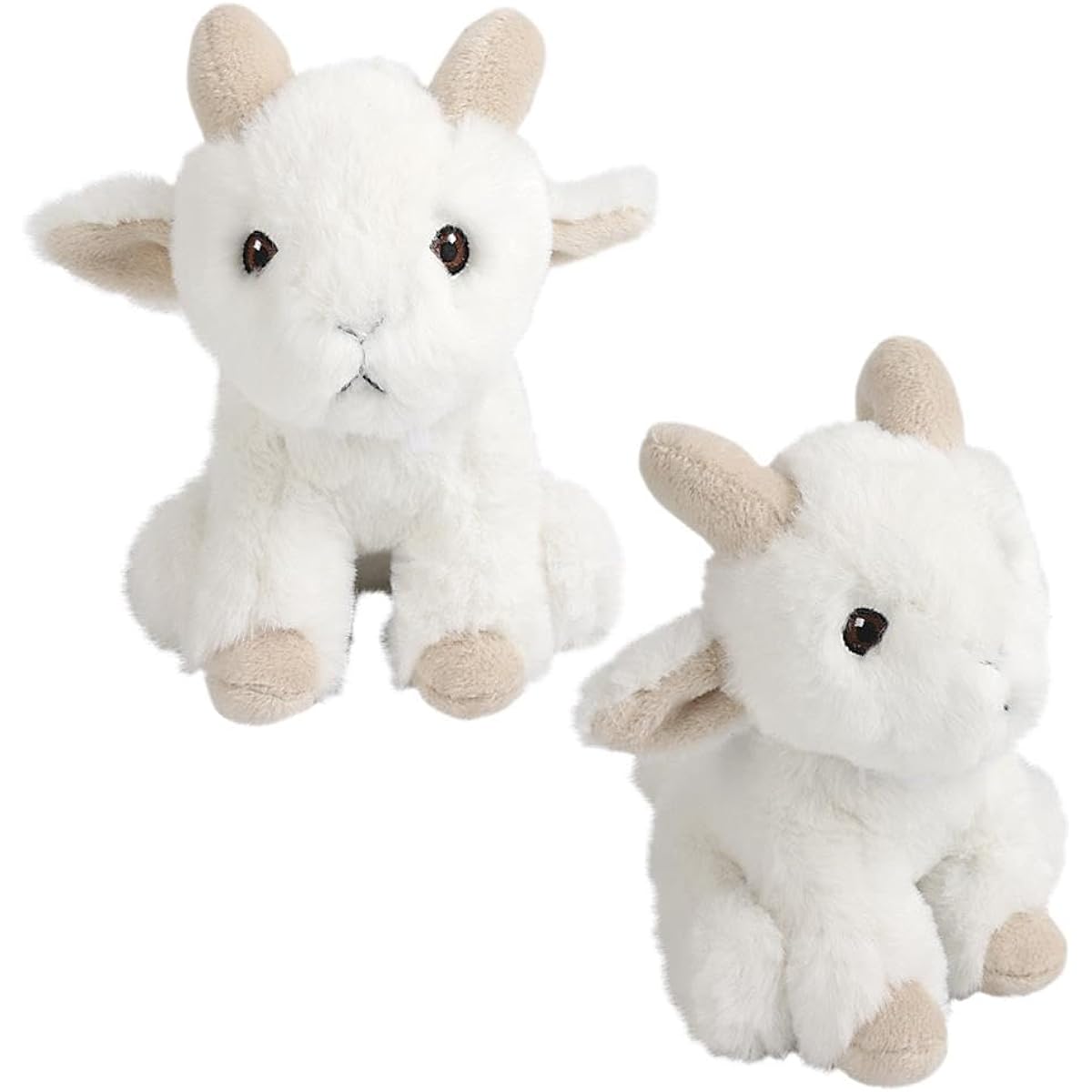 Forest & Twelfth Earth Safe Goat Stuffed Animal Safari Animal Plush Toy Eco Friendly Stuffed Animal for Babies/Kids Soft Toy Made from 100% Recycled Plastic (6" Goat)