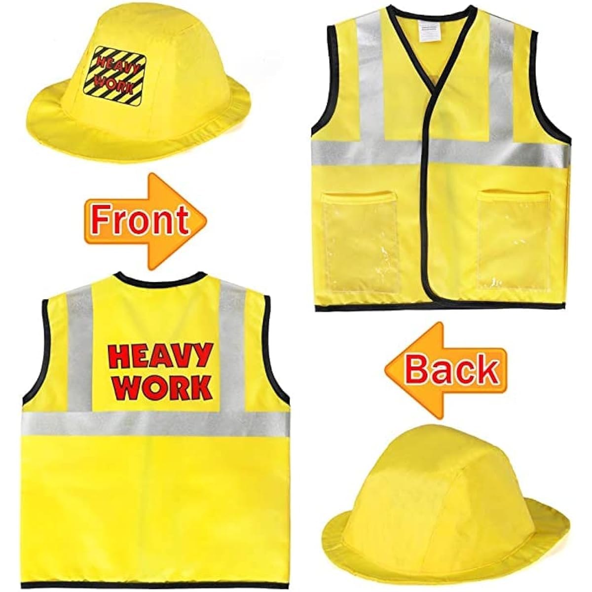 Latocos Construction Worker Costume for Boys Kids Dress Up Clothes Play Toddler Builder Career Outfit Pretend Role Play Toy Halloween Birthday Gift for 3 4 5 6 Year Old Kids