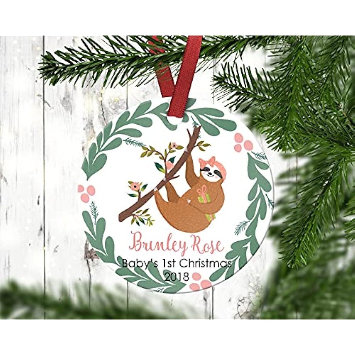 Personalized Baby's First Christmas Ornament Fox Baby's First Christmas