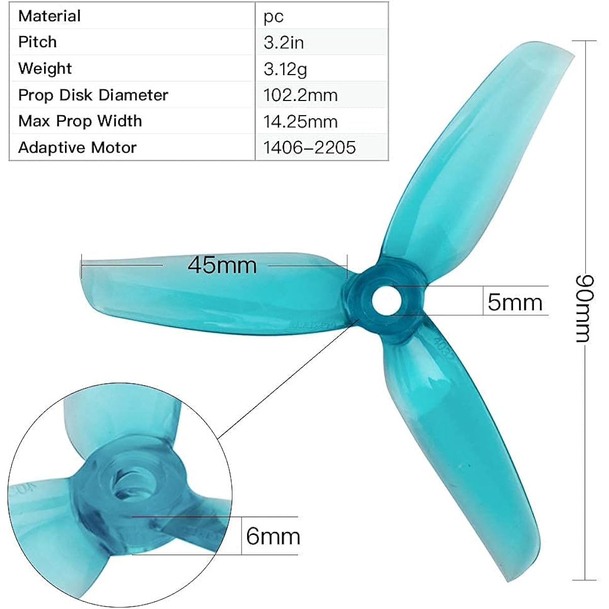 GEMFAN 4032 3-Blade Propellers High Speed Propellers Popo 4" 100mm CW CCW Racing Frame FPV Drone for 1406 2205 1806 Brushless Motor GEMFAN 4032 (Blue, Red, Black, Yellow)